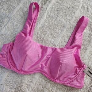 NWT VS Pink The Wave Bikini Top Pullover Lola Pink Color Size LARGE